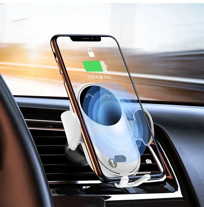 Infrared Induction Car Wireless Charger Stand Car Air Vent Clamp for iPhone 16~12 Pro Max Samsung Galaxy S25/S24 Fast Charging
