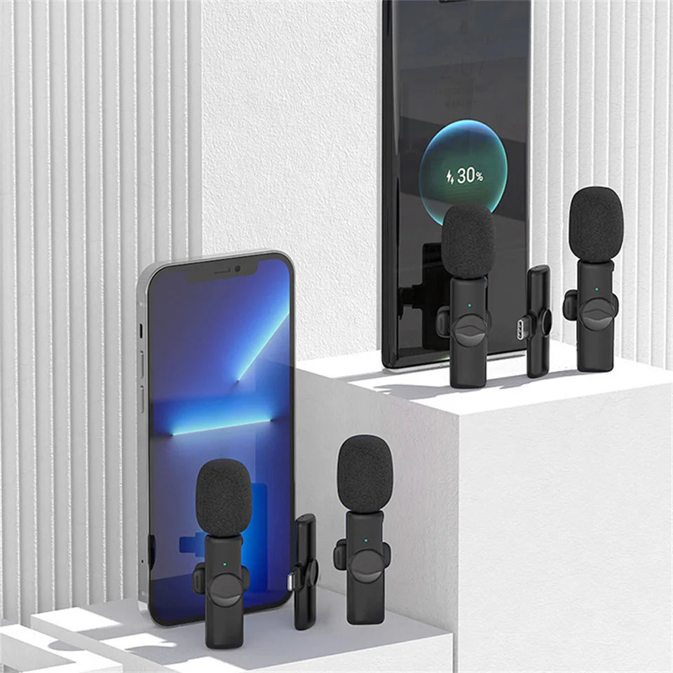 New Professional Wireless Lavalier Microphone for iPhone iPad Laptop Android Live Gaming Video Recording Interview Business Mic