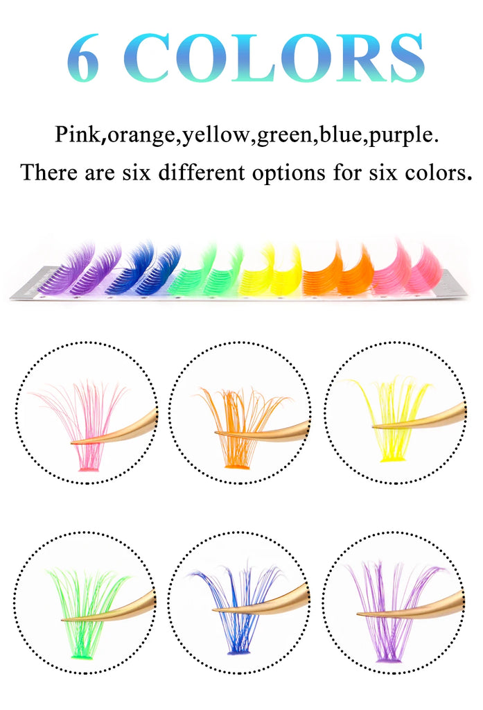 120pcs Colorful DIY Cluster Individual Lashes 6 Colors Mixed Super Fulffy 40D Cosplay Hand Woven Premium Synthetic Eyelashes