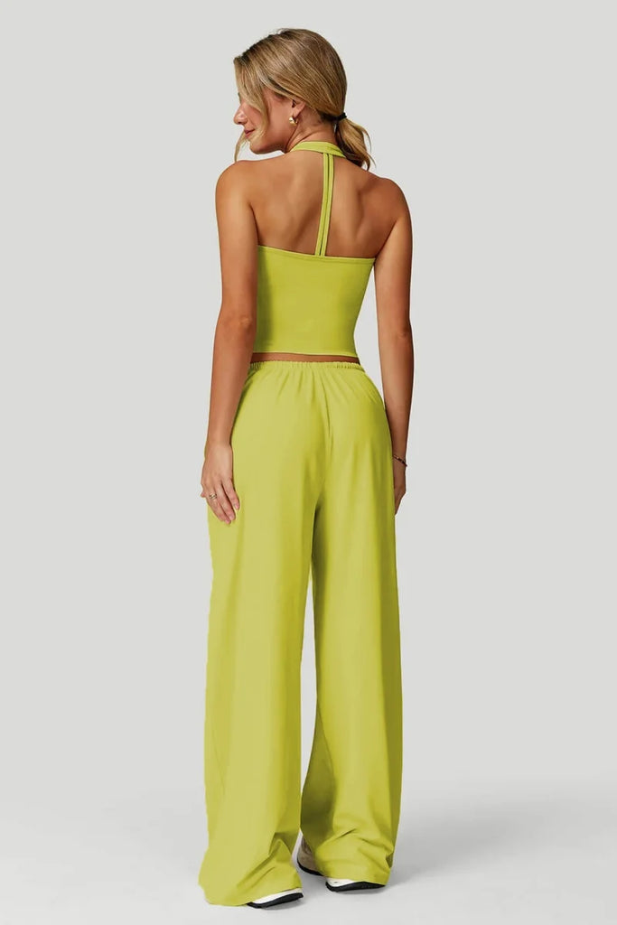 European and American fashion women's trousers set comfortable wide-leg trousers set loose casual pants women's sports fitness e