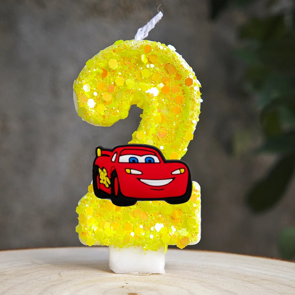 Mcqueen Candles Anime Cake Decor Theme 0-9 Number Candles Birthday Party Cake Topper Kids  Baby Shower  Gift Supplie