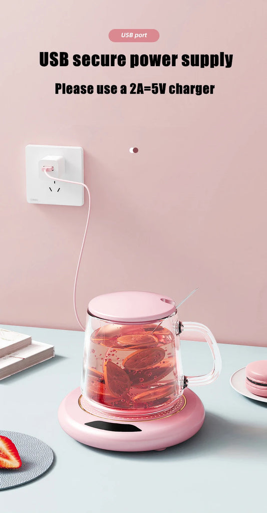 1PC Thermostatic Heating Coaster USB Home Heating Coaster 3-speed Adjustment Heating 55 Degrees Constant Temperature