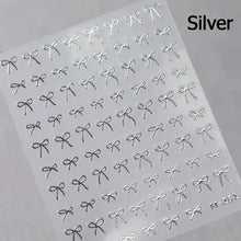 Load image into Gallery viewer, Lovely Gold Silver Black White Line Bowknot 3D Self Adhesive Nail Art Decorations Stickers Ribbon Cute Manicure Decals Wholesale