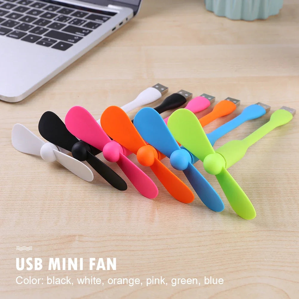 USB Electric Fan Flexible Bendable Fan For Power Bank Laptop PC AC Charger Portable Hand Cool Mini Fan Computer Summer Gadget