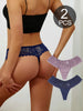 Set of 2 Sexy Lace Thongs Women Hollow Out Breathable Lingries Low Rise G-string Panties  Tempting Underwear