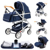Luxurious 3 in 1 Baby Stroller Portable Travel Baby Carriage Folding Prams Aluminum Frame High Landscape Car for Newborn Baby BLACK
