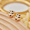 Designer Fashion Style Earrings Necklace Inlay Cubic Zircon Black Enamel Spots Leopard Panther Jewelry Sets