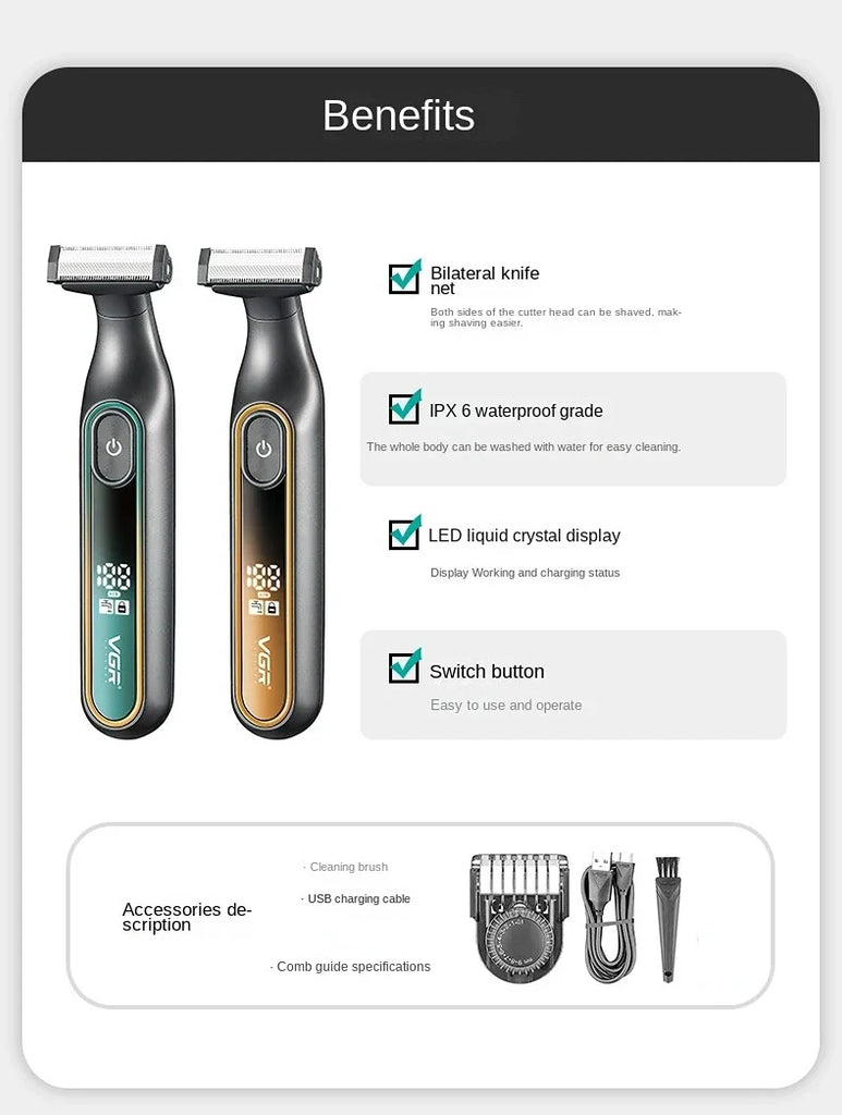 VGR Hair Trimmer Professional Barber Waterproof Hair Cutting Machine Hair Clipper Beard Trimmer Electric Trimmer for Men V-360