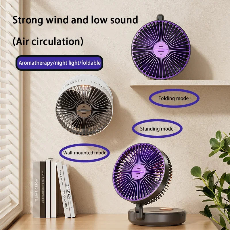 Xiaomi 5000mAh Charge Fan 3 in 1 Multifunctional Fan Brushless Motor Wall-mounted Design 90° Foldable 4 Speed Gears Night Light