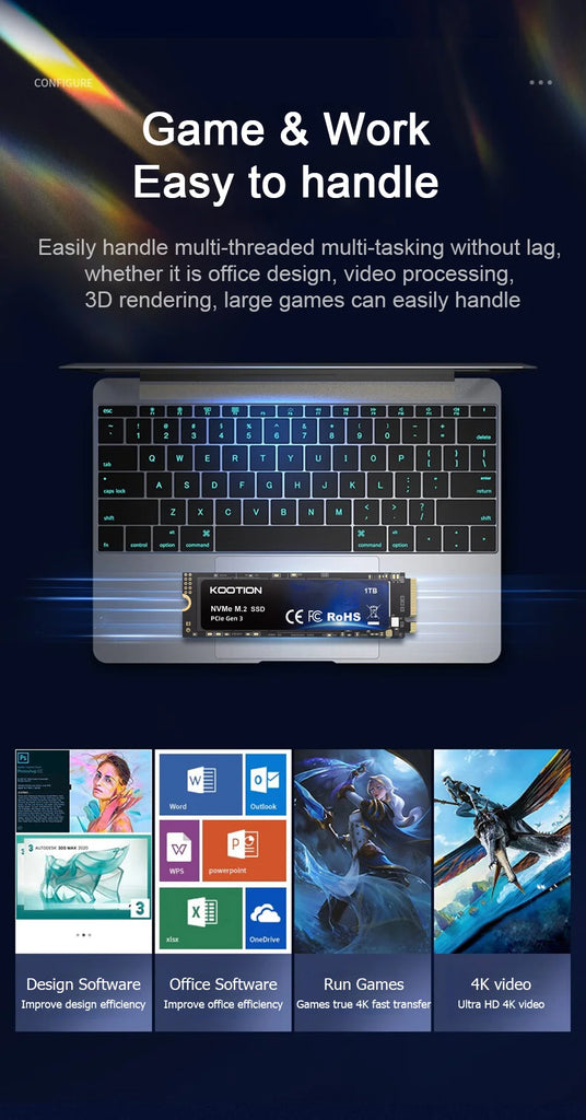 KOOTION X15 M.2 SSD 256GB 512GB 1TB SSD Solid State Drive M2 SSD M.2 NVMe PCIe Internal Hard Disk For Laptop Desktop MSI Dell HP