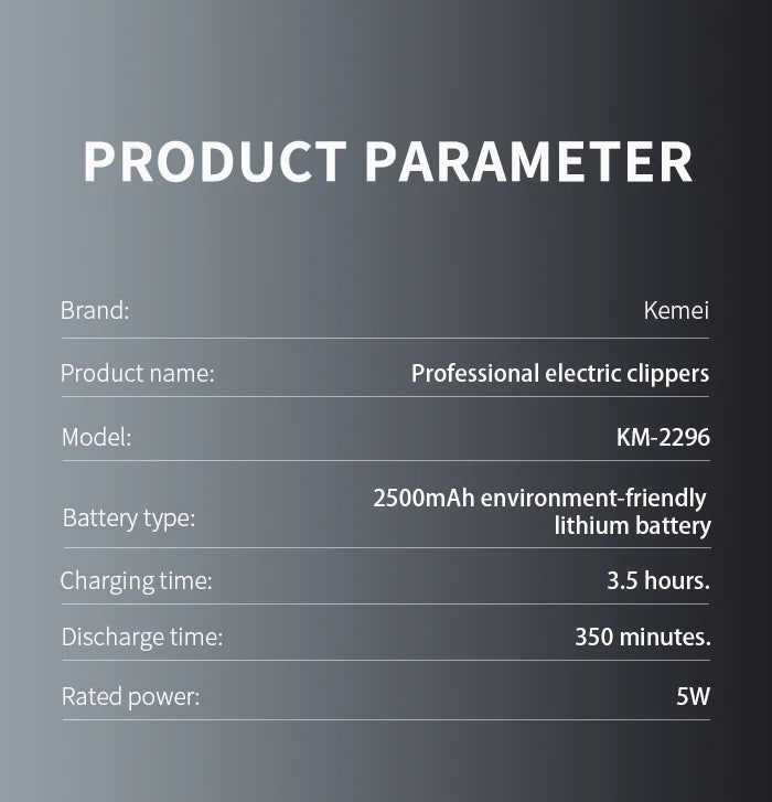 Kemei 2299 Barber Cordless Hair Trimmer 0mm Zero Gapped Carving Clipper Detailer Professional Electric Finish Cutting Machine