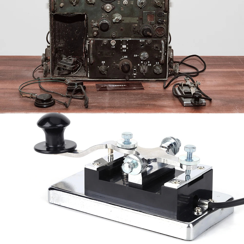 HY-K4 Stainless Steel CW Telegraph Shortwave Radio CW Telegraph Key Morse Key Shortwave Radio Communication Teaching Aids