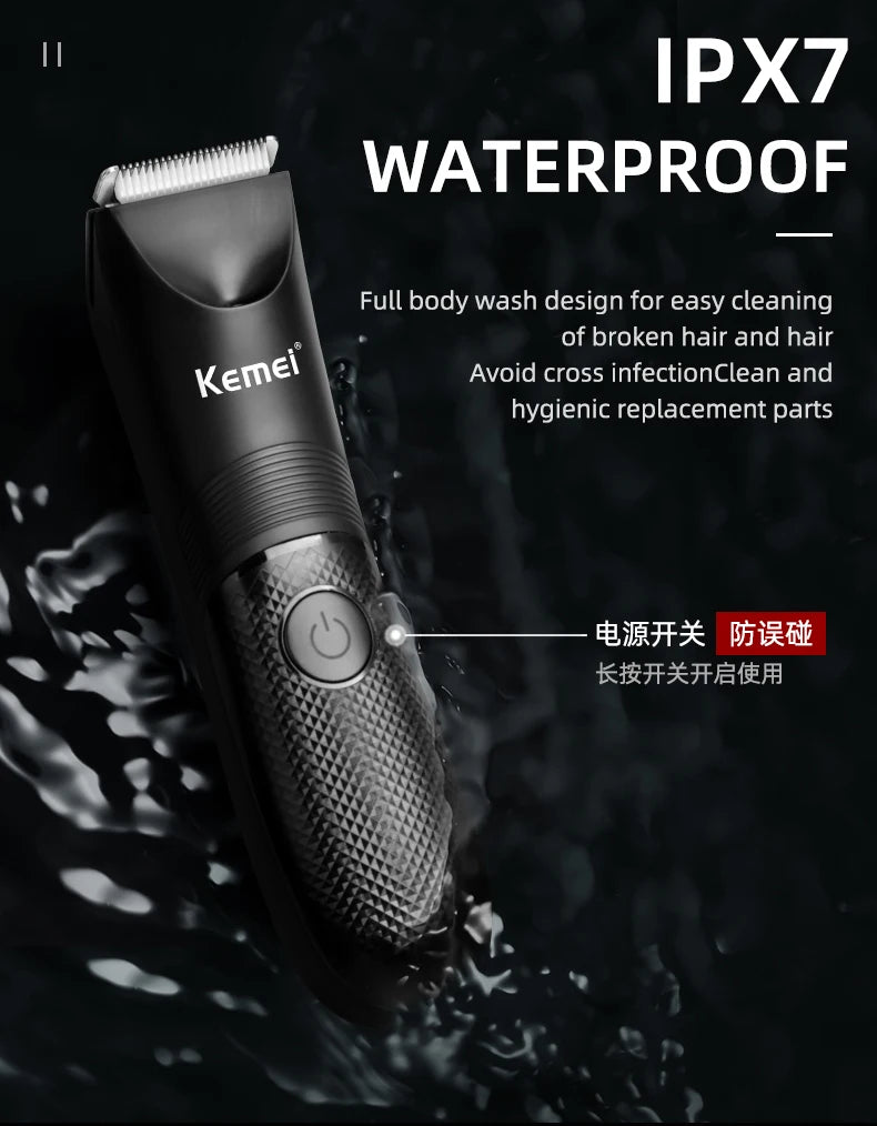 Kemei Groin Area Hair Trimmer Body Hair Hygiene Razor Ceramic Blade Waterproof Wet Dry Clippers Electric Shaving Machine KM-1838