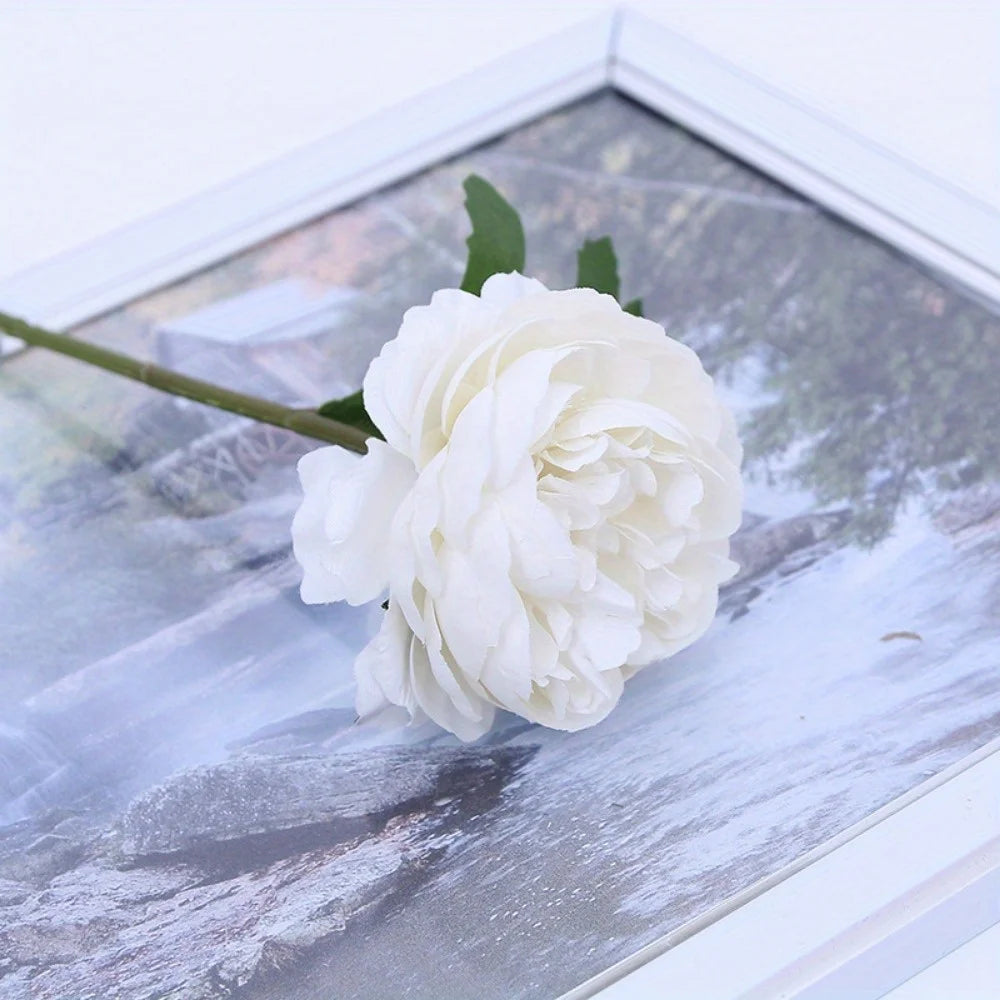 10 Pcs Artificial Flower Peony 11.8in Fake Flower Western Rose Tea Rose for Wedding Home Party Table Decor Christmas Decorations