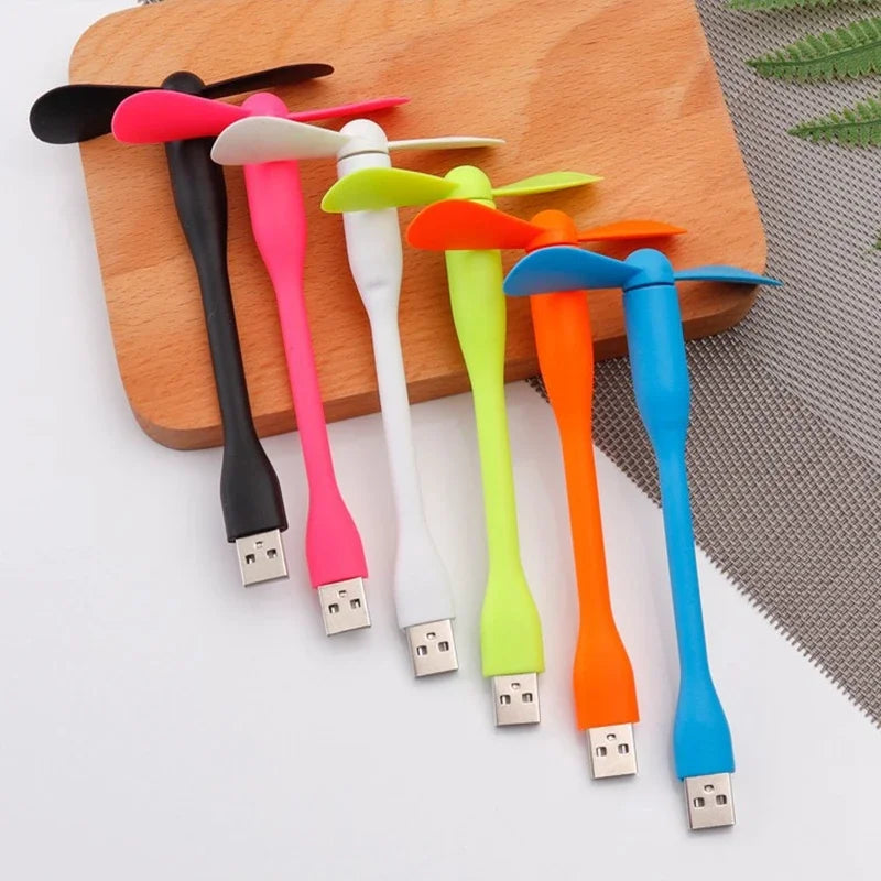 USB Electric Fan Flexible Bendable Fan For Power Bank Laptop PC AC Charger Portable Hand Cool Mini Fan Computer Summer Gadget