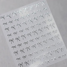 Load image into Gallery viewer, Lovely Gold Silver Black White Line Bowknot 3D Self Adhesive Nail Art Decorations Stickers Ribbon Cute Manicure Decals Wholesale