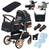 Luxury Baby Stroller 3 in 1 Newest Easy Folding Multifunctional Stroller Travel Portable Baby Carriage Safety Seat EU Standard