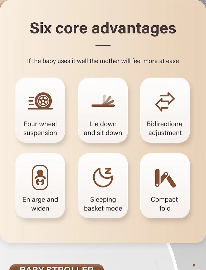 Luxurious Baby Stroller 3 in 1 Portable Travel Baby Carriage Folding Prams High Landscape Aluminum Frame Car for Newborn Baby