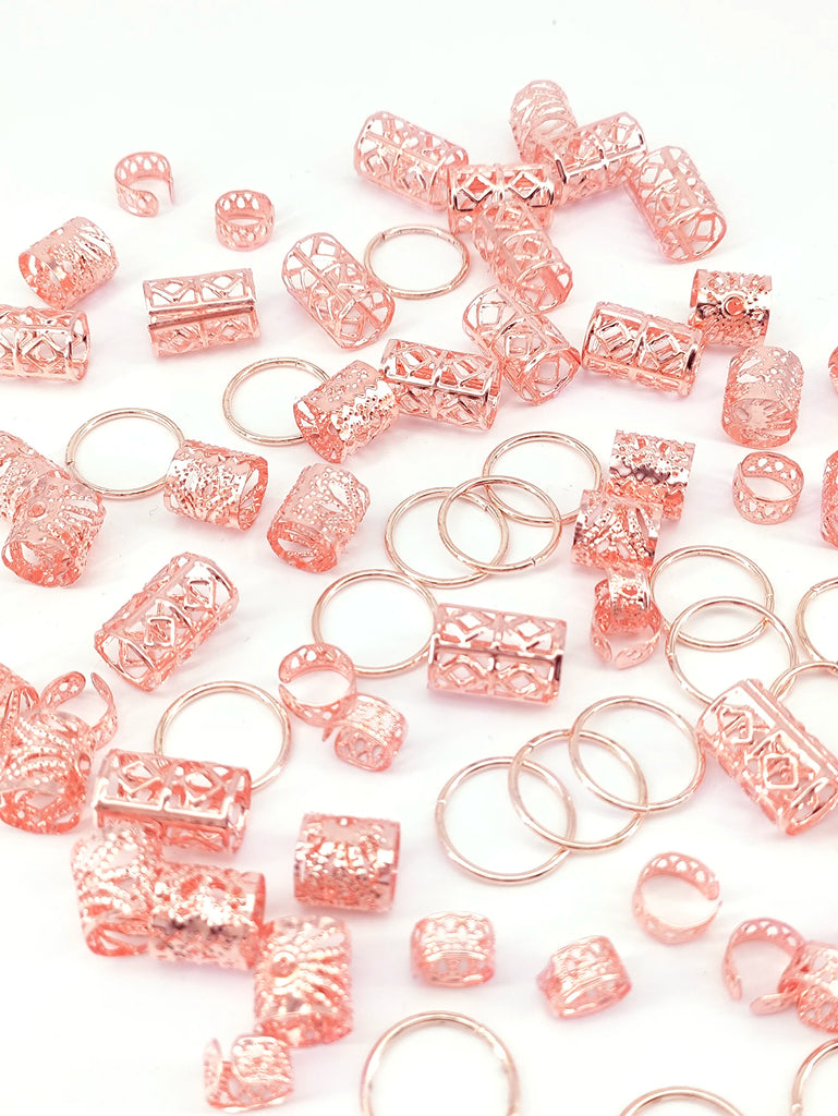 80pcs Dreadlock Hair Beads - Stylish Alloy Hair Accessories Loc Hair Jewelry for Braids for Girls and Women