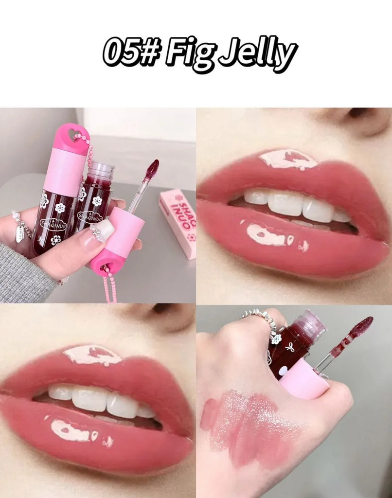 SHAQINUO Lustrous, tender and watery lip gloss, water-rich glass lips, mirror-like light makeup