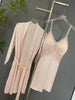 Sexy Female Nighty&Robe Set Lingerie Spring Summer Bathrobe Nightgown Two Piece Set Loose Silk Satin Home Dress Lounge Wear