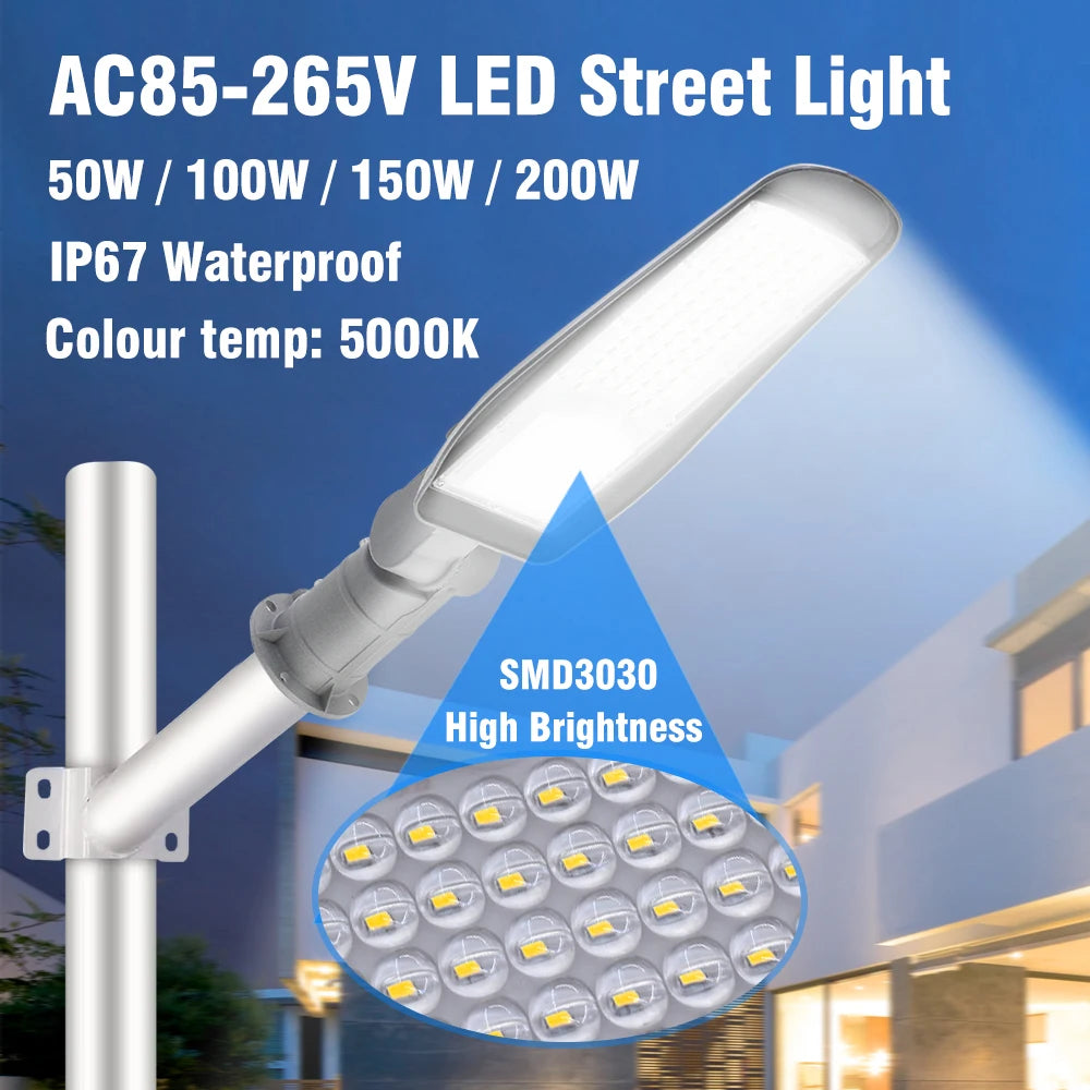 New Outdoor Street Lightf 50W 100W 150W 200W High Power Ultra Bright Waterproof Garage Courtyard Lighting Spotlight