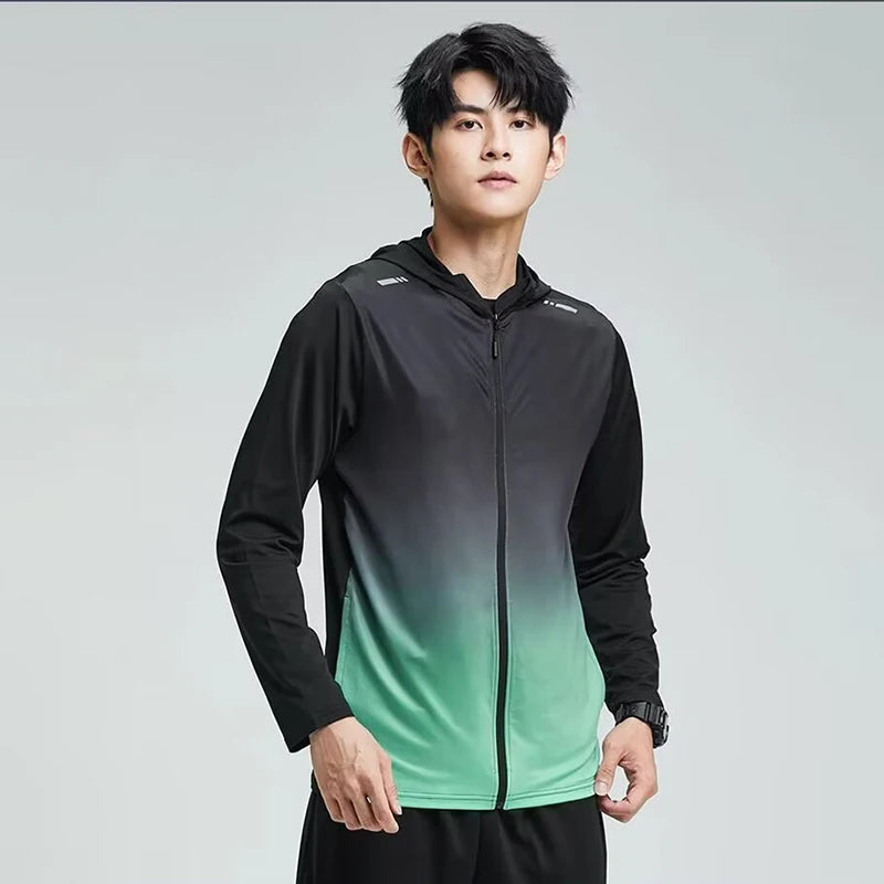 Quick Dry Men's Cycling Jacket Sports Running Outdoor Fitness Hooded Waterproof Motorcyclist Coat Gym Outdoor Skin Windbreaker
