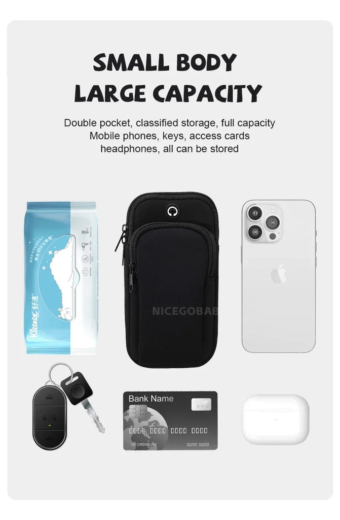 Phone Arm Bag with Headphone Jack Waterproof Breathable Sports Running Bag Gym Mobile Phone Holder