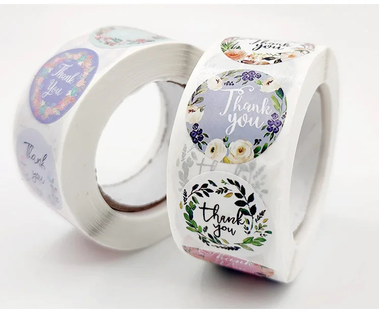 500pcs Labels Roll Flower Thank You Stickers Scrapbooking For Gift Decoration Stationery Sticker Seal Label Handmade Sticker