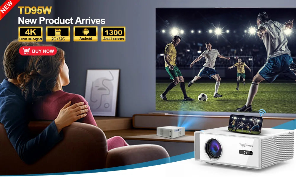 ThundeaL TDA7W Full HD 1080P Projector Android 13 WiFi6 2G 32G Projetor 4k Video TDA7 Voice Control 3D Smart Home Theater Beamer