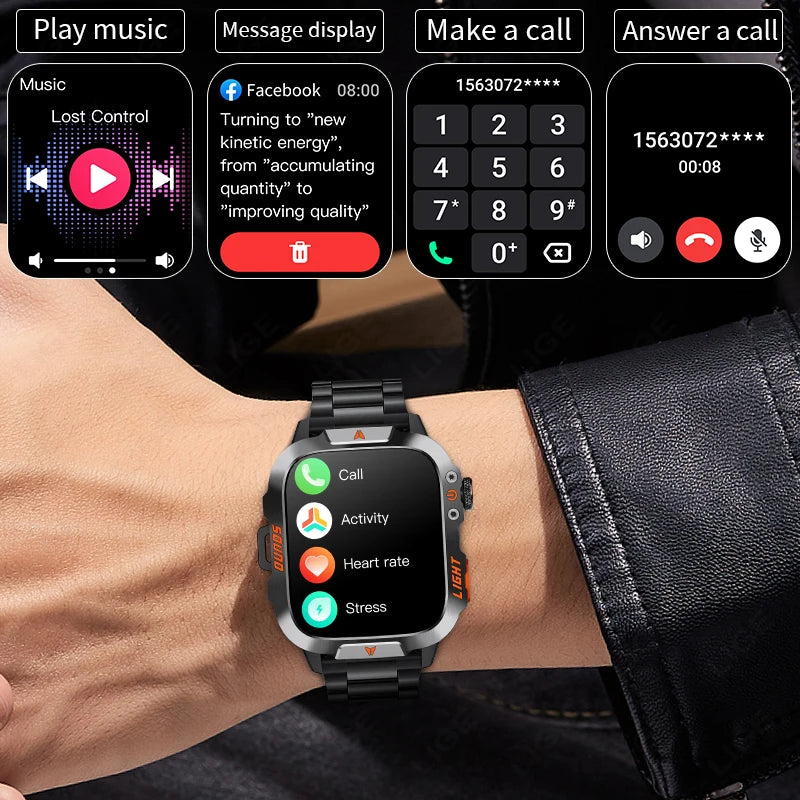 LIGE New Outdoor Military Smart Watch Men 420mAh LED Flashlight Heart Rate Sleep Health Monitoring Sport Fitness Smartwatch 2025