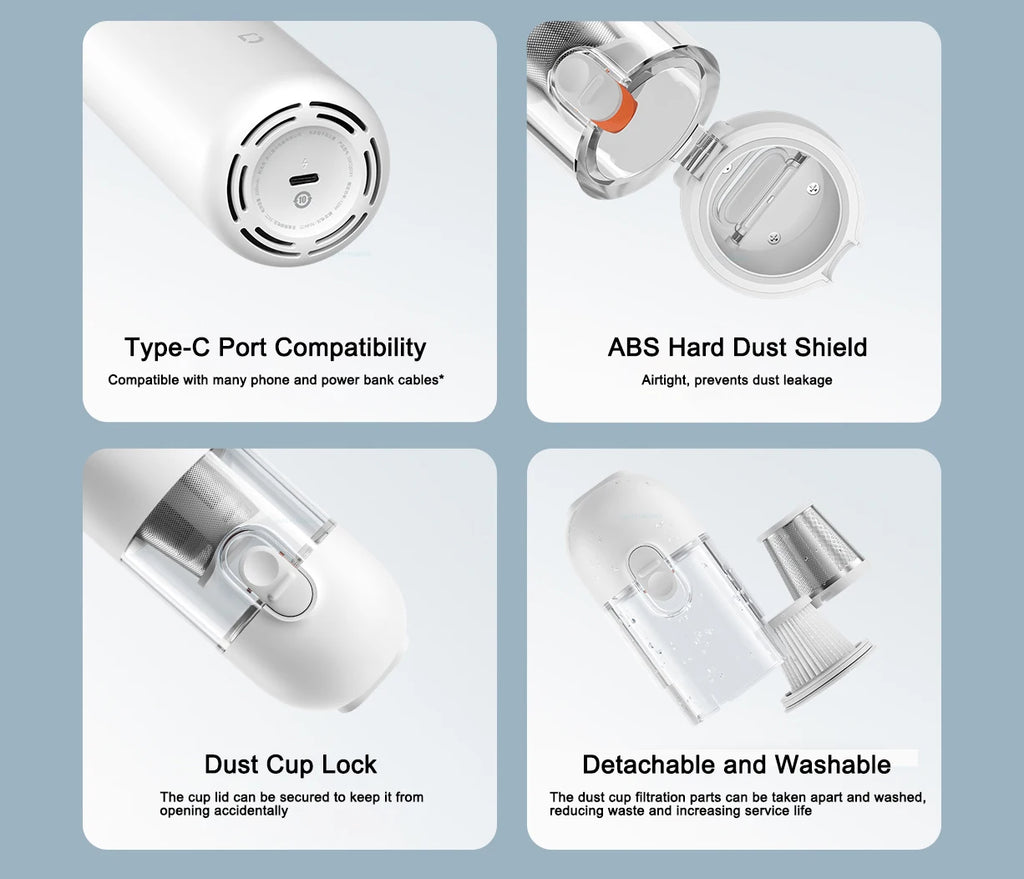 2025 NEW XIAOMI MIJIA Portable Handheld Vacuum Cleaner For Home Car Mini Wireless Dust Catcher Collector 13000PA Cyclone Suction