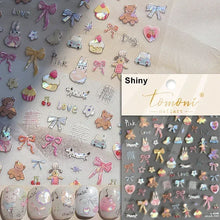 Load image into Gallery viewer, Lovely Gold Silver Black White Line Bowknot 3D Self Adhesive Nail Art Decorations Stickers Ribbon Cute Manicure Decals Wholesale