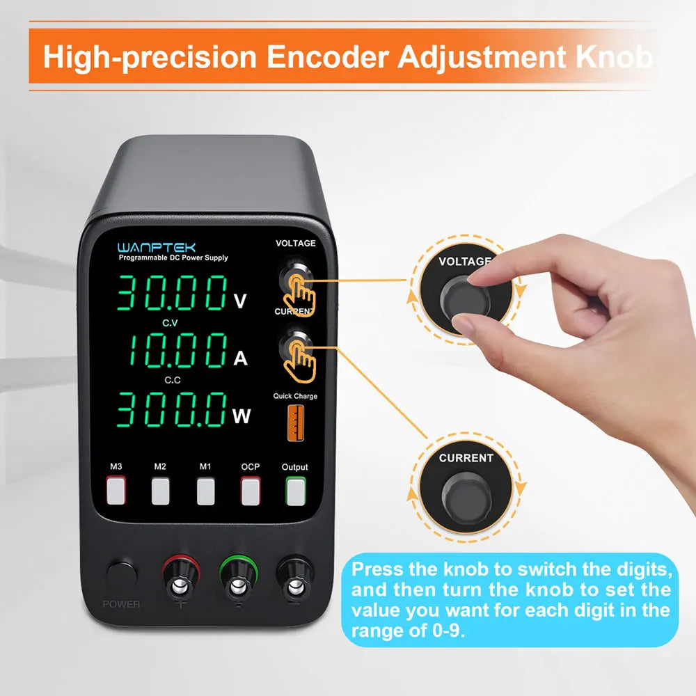 Wanptek Adjustable DC Power Supply 30V 10A 60V 5A Lab Bench Power Source Stabilized Power Supply Voltage Regulator Switch 120V