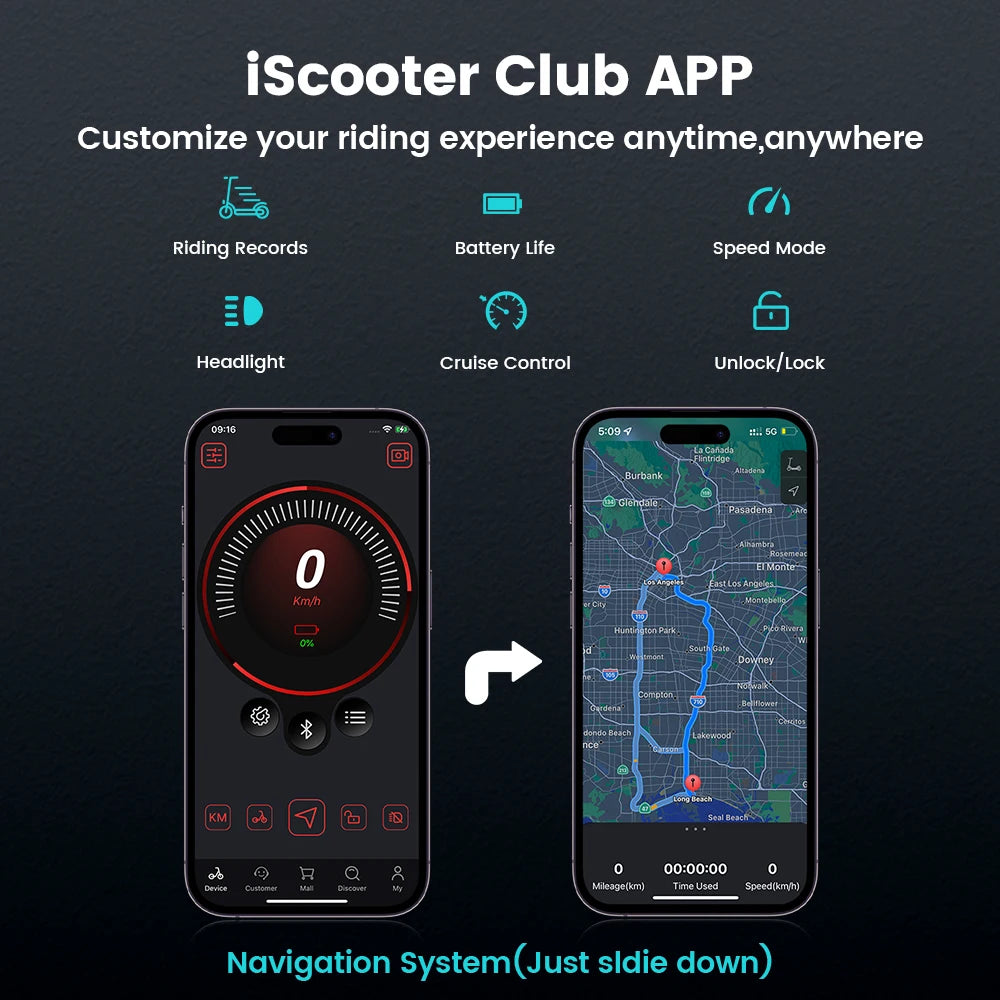 iscooter i10pro Electric Scooter 10 Inch Tire 800W 48V 15Ah Foldable eScooter Max speed 45km/h Range 60KM Kick Scooter With App