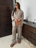 Women Vintage Solid Loose Pants Suit Lapel Single Breasted Long Sleeve Shirt Wide Leg Pants 2 Pcs Set 2025 New Ladies Streetwear