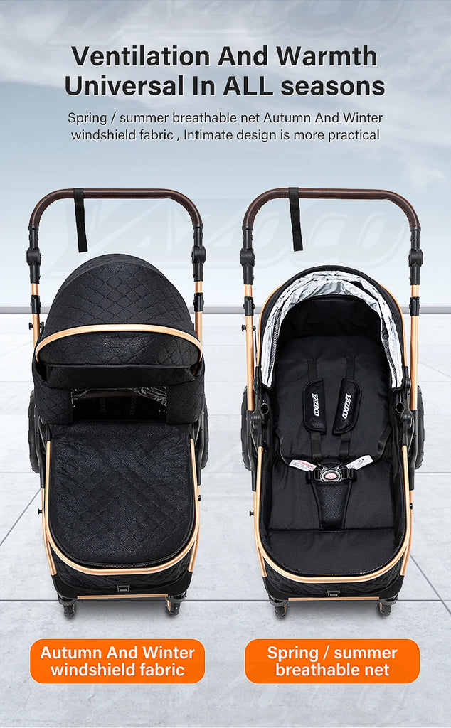 Luxury Baby Stroller 3 in 1 Newest Easy Folding Multifunctional Stroller Travel Portable Baby Carriage Safety Seat EU Standard