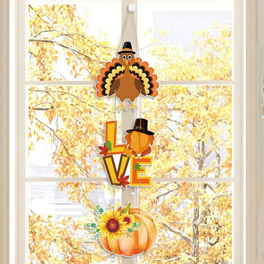 Happy Thanksgiving Day Door Banner Autumn Vine Wreath Dwarf Doll Ornament Gnomes Decorations for Home Tiered Tray Tabletop Decor