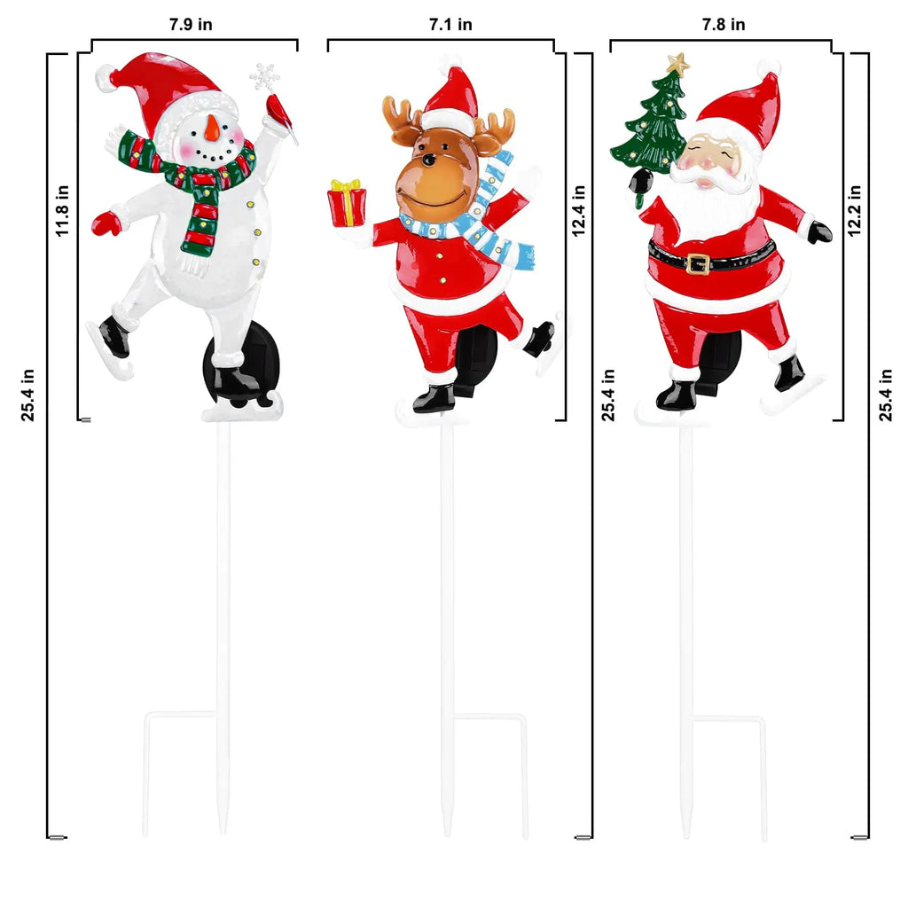 Christmas Decorations Outdoor Yard,Garden Metal Stakes with Solar LED Lights,Santa Claus,Elk,Perfect for Outdoor Lighted Holiday