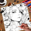Adult Picture Book: Beautiful Women in Bloom for Makeup Practice with Detailed Portraits and Coloring Pencil Techniques
