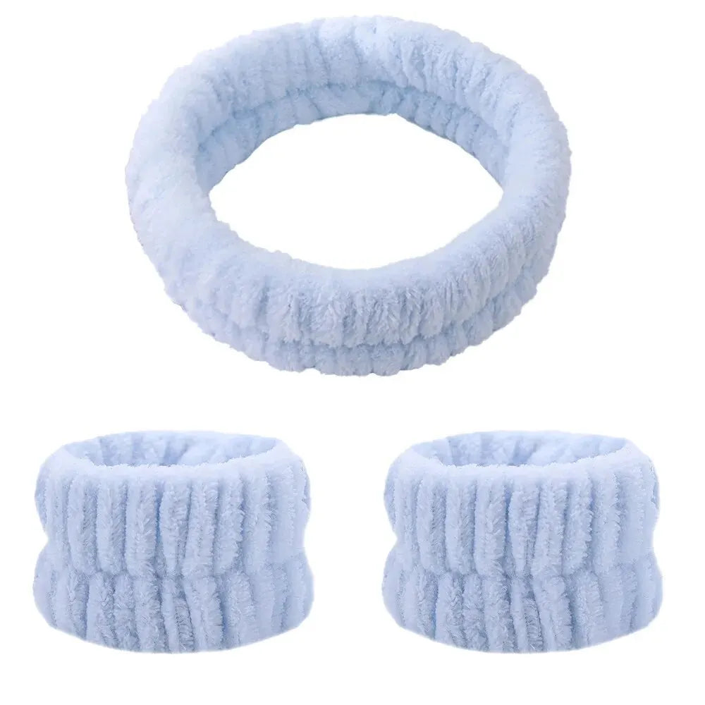Face Wash Wristband Set Women's Headband Wristbands Absorbent Waterproof Wristbands Makeup Face Wash Hair Bands