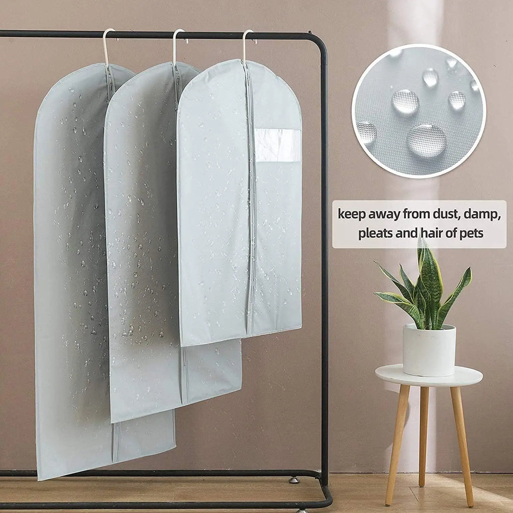 Thick Garment Suit Hanger Cover Bag with Zipper, Closet Storage Dust Coat Cover for Hanging Clothes, Breathable Dress Gown Bag