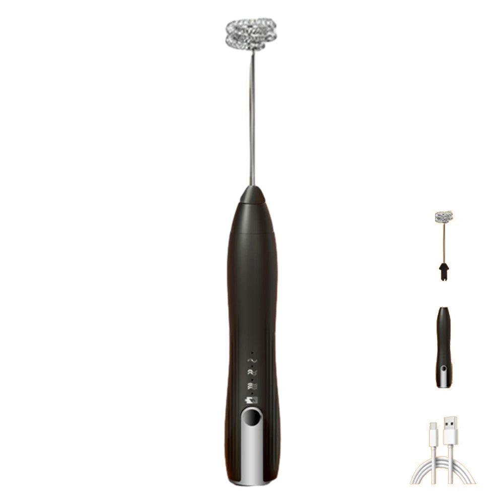Electric Egg Beater 3 Speeds Mini Stirrer Whipper Stainless USB Rechargeable 1500mAh Wireless for Latte/Cappuccino/Hot Chocolate
