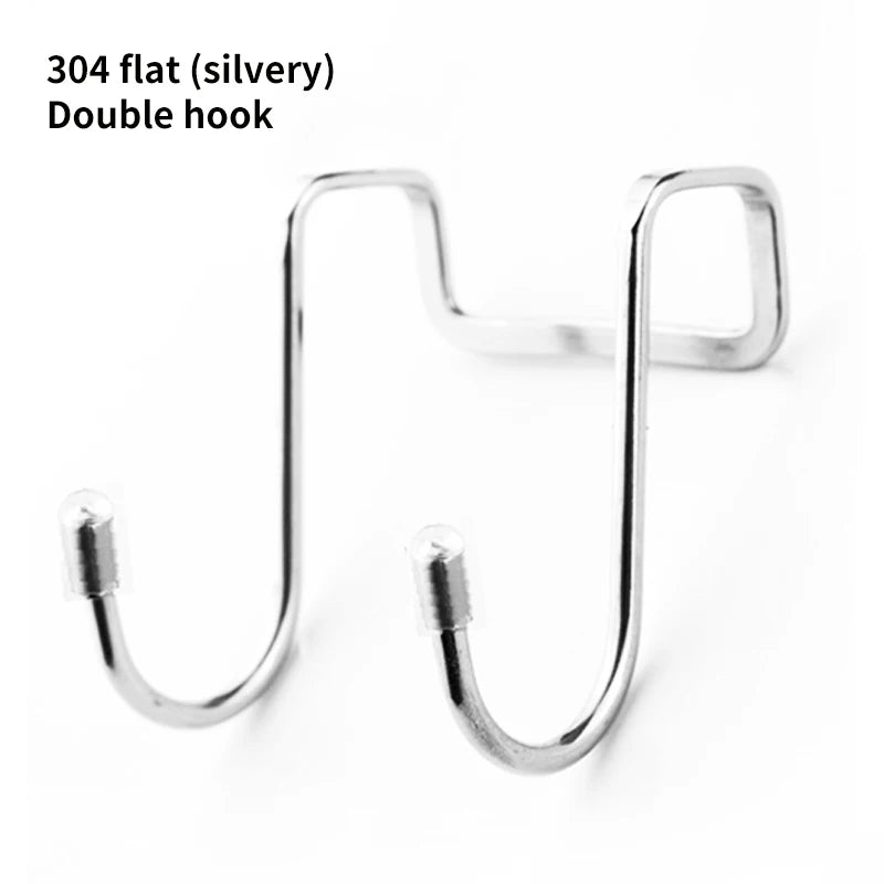 Stainless Steel Double S Hook Free Punch Wall Hanging Bathroom Kitchen Door S Hook Towel Storage Rack