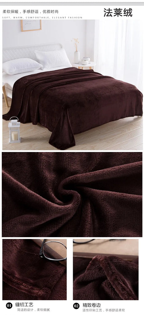 Flannel Spring Autumn Blanket Extra Soft Comfortable Nap Shawl Blankets Solid Warm Multi-functional Skin Friendly Throw Blanket