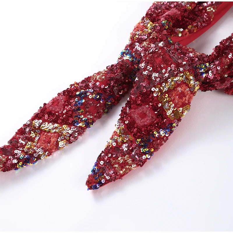 Sexy Sequin Bikini Skirt Sets Women Halter Backless Sleeveless Bikinis Lace Up Slim Mini Skirts Set 2025 Summer Lady Beach Suits