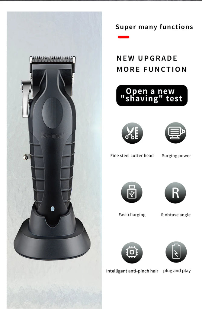 Kemei 2299 Barber Cordless Hair Trimmer 0mm Zero Gapped Carving Clipper Detailer Professional Electric Finish Cutting Machine
