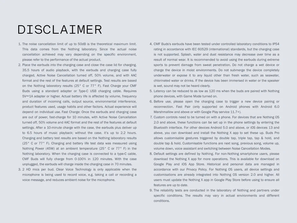 Global Verison CMF by Nothing Buds 42dB Active Noise Cancellation ANC with Transparency Mode IP54 Ultra Bass Technology 2.0