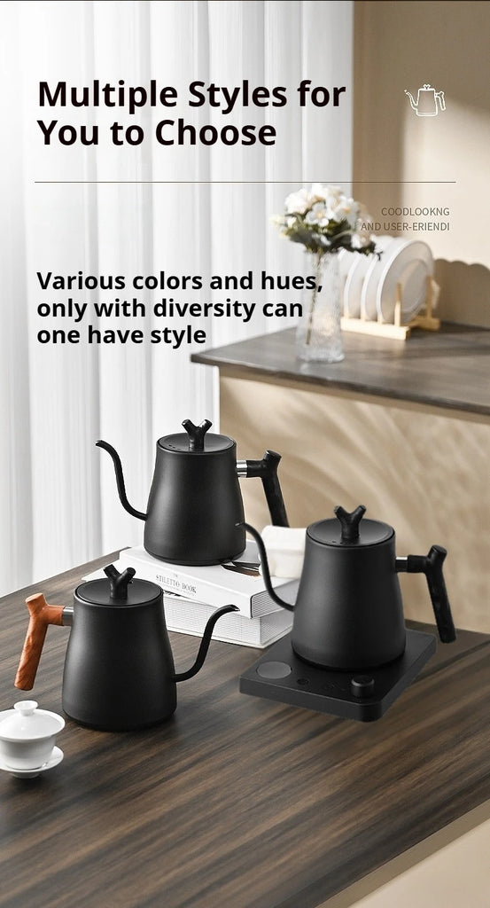 1000ML Smart Temperature Control Electric Kettle - Auto Shut-Off & Boil-Dry Protection - Stainless Steel Pour-Over Coffee &