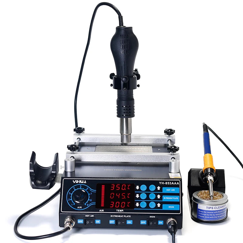 YIHUA 853AAA Preheating Rework Soldering Station 3in 1 Hot Air Gun Soldering Iron Welding Repair Tools BGA Desoldering Stations